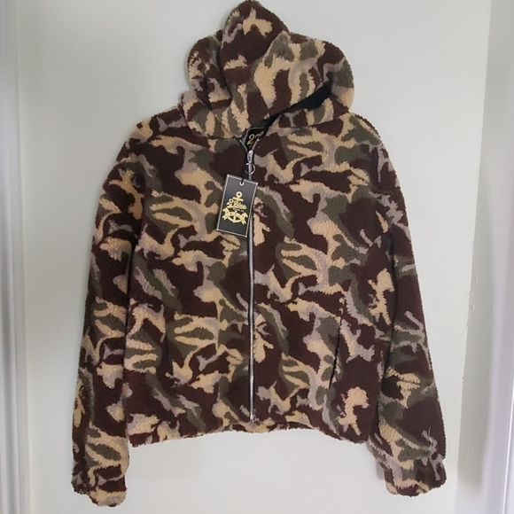🆕 Camo Teddy Bomber Jacket Hood - Picture 6 of 6